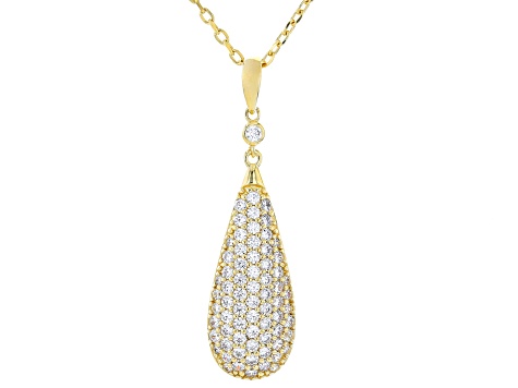 White Cubic Zirconia 18k Yellow Gold Over Sterling Silver Pendant With Forzatina Chain 1.89ctw