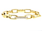 White Cubic Zirconia 18k Yellow Gold Over Sterling Silver Paperclip Bracelet 1.20ctw