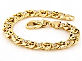 White Cubic Zirconia 18k Yellow Gold Over Sterling Silver Byzantine Bracelet 1.60ctw