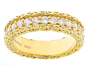 Picture of White Cubic Zirconia 18k Yellow Gold Over Sterling Silver Byzantine Ring 0.52ctw