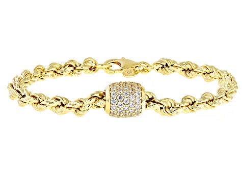 White Cubic Zirconia 18k Yellow Gold Over Sterling Silver Rope Bracelet 1.50ctw