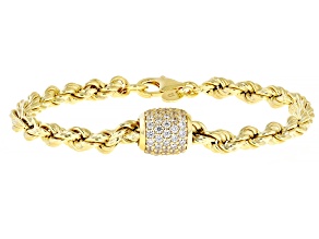 White Cubic Zirconia 18k Yellow Gold Over Sterling Silver Rope Bracelet 1.50ctw