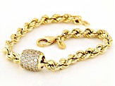 White Cubic Zirconia 18k Yellow Gold Over Sterling Silver Rope Bracelet 1.50ctw