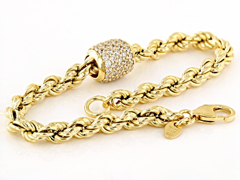 White Cubic Zirconia 18k Yellow Gold Over Sterling Silver Rope Bracelet 1.50ctw
