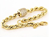 White Cubic Zirconia 18k Yellow Gold Over Sterling Silver Rope Bracelet 1.50ctw