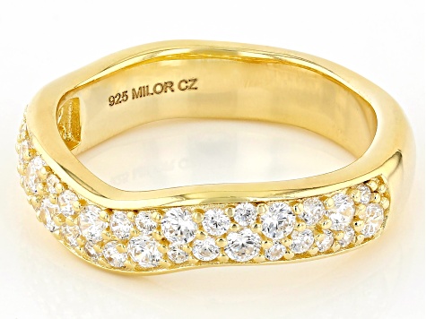 White Cubic Zirconia 18k Yellow Gold Over Sterling Silver