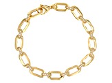 White Cubic Zirconia 18k Yellow Gold Over Sterling Silver Link Bracelet 0.96ctw