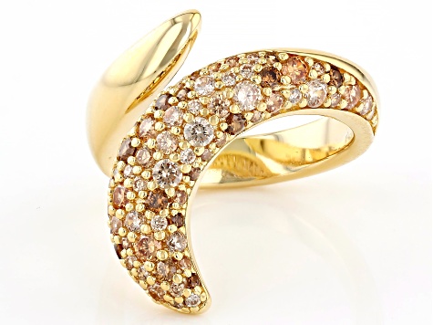 Champagne And Mocha Cubic Zirconia 18k Yellow Gold Over Sterling Silver Ring 1.49ctw