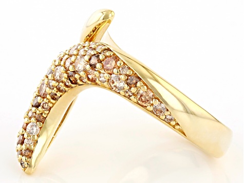 Champagne And Mocha Cubic Zirconia 18k Yellow Gold Over Sterling Silver Ring 1.49ctw