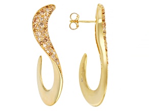 Champagne And Mocha Cubic Zirconia 18k Yellow Gold Over Sterling Silver Earrings 1.84ctw