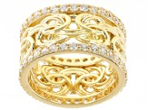 White Cubic Zirconia 18k Yellow Gold Over Sterling Silver Byzantine Ring 1.32ctw