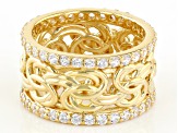 White Cubic Zirconia 18k Yellow Gold Over Sterling Silver Byzantine Ring 1.32ctw