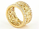 White Cubic Zirconia 18k Yellow Gold Over Sterling Silver Byzantine Ring 1.32ctw
