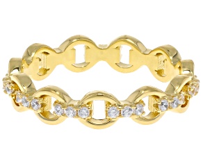 White Cubic Zirconia 18k Yellow Gold Over Sterling Silver Ring 0.40ctw