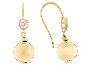 White Cubic Zirconia 18k Yellow Gold Over Sterling Silver Earrings 0.50ctw