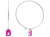 Pink Lab Created Sapphire Rhodium Over Sterling Silver Hoop Earrings 3.40ctw
