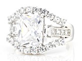 White Cubic Zirconia Rhodium Over Sterling Silver Ring 7.20ctw