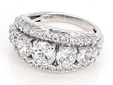 White Cubic Zirconia Platinum Over Sterling Silver Ring 5.70