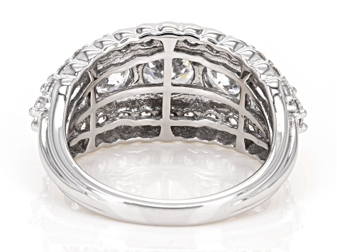 ぢゅ White Cubic Zirconia Platinum Over Sterling Silver Ring 5.70