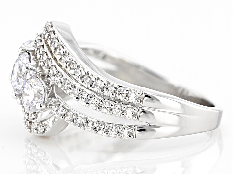 White Cubic Zirconia Rhodium Over Sterling Silver Ring 2.40