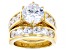 White Cubic Zirconia 18k Yellow Gold Over Sterling Silver Ring Set 10.20ctw