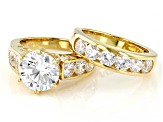 White Cubic Zirconia 18k Yellow Gold Over Sterling Silver Ring Set 10.20ctw