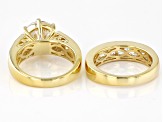 White Cubic Zirconia 18k Yellow Gold Over Sterling Silver Ring Set 10.20ctw
