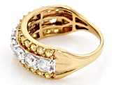 Canary And White Cubic Zirconia 18K Yellow Gold Over Sterling Silver Ring 3.00ctw