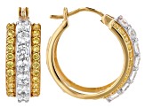 Canary And White Cubic Zirconia 18K Yellow Gold Over Sterling Silver Hoops 3.50ctw