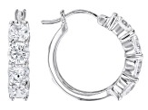 White Cubic Zirconia Rhodium Over Sterling Silver Hoops 5.50ctw