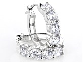 White Cubic Zirconia Rhodium Over Sterling Silver Hoops 5.50ctw