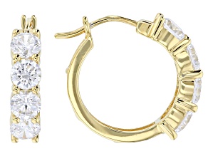 White Cubic Zirconia 18k Yellow Gold Over Sterling Silver Hoops5.50ctw