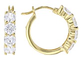 White Cubic Zirconia 18k Yellow Gold Over Sterling Silver Hoops5.50ctw