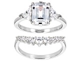White Cubic Zirconia Platinum Over Sterling Silver Ring Set 5.36ctw