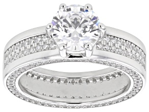 White Cubic Zirconia Rhodium Over Sterling Silver Ring 3.52ctw
