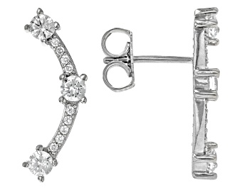 Picture of White Cubic Zirconia Rhodium Over Sterling Silver Ear Climbers 1.22ctw