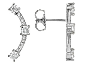 White Cubic Zirconia Rhodium Over Sterling Silver Ear Climbers 1.22ctw