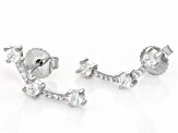 White Cubic Zirconia Rhodium Over Sterling Silver Ear Climbers 1.22ctw