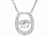 White Cubic Zirconia Platinum Over Silver Horseshoe Dancing Bella Pendant With Chain 2.60ctw