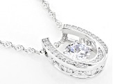 White Cubic Zirconia Platinum Over Silver Horseshoe Dancing Bella Pendant With Chain 2.60ctw