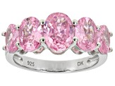 Pink Cubic Zirconia Platinum Over Sterling Silver Ring 6.25ctw