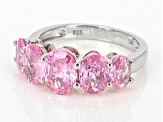 Pink Cubic Zirconia Platinum Over Sterling Silver Ring 6.25ctw