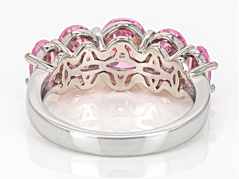 Pink Cubic Zirconia Platinum Over Sterling Silver Ring 6.25ctw