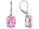 Pink Cubic Zirconia Platinum Over Sterling Silver Earrings 19.70ctw