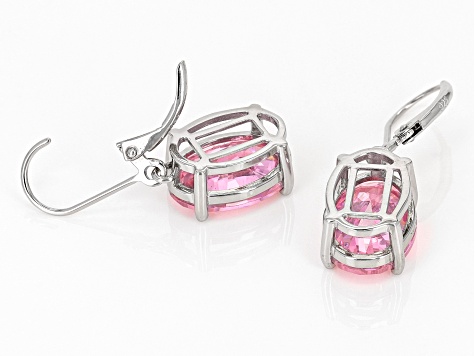 Pink Cubic Zirconia Platinum Over Sterling Silver Earrings 19.70ctw ...