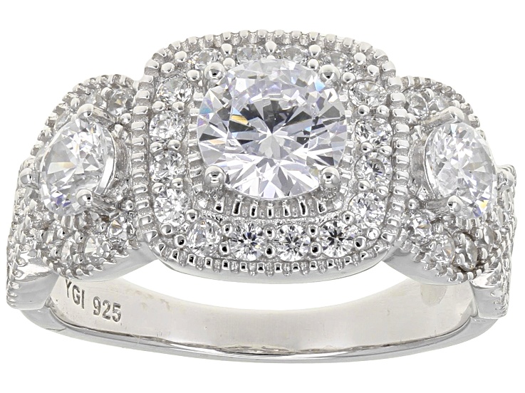 White Cubic Zirconia Rhodium Over Sterling Silver Ring 3.30