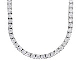 Cubic Zirconia Platinum Over Silver Tennis Necklace And Earring 27th Anniversary Boxed Set 13.80ctw