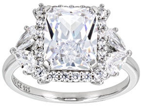 White Cubic Zirconia Platinum Over Sterling Silver 27th Anniversary Ring 6.62ctw