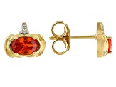 Orange And White Cubic Zirconia 18k Yellow Gold Over Sterling Silver Pumpkin Earrings 1.39ctw