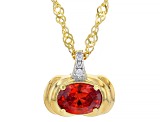 Orange And White Cubic Zirconia 18k Yellow Gold Over Sterling Silver Pumpkin Pendant 1.24ctw